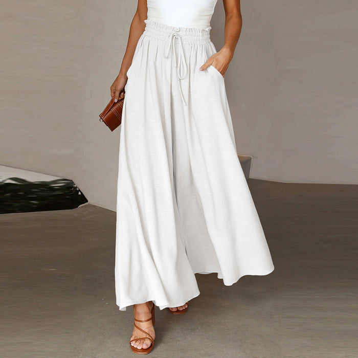 Summer Tied High Waist Wide Leg Pants Women Loose Casual Pants