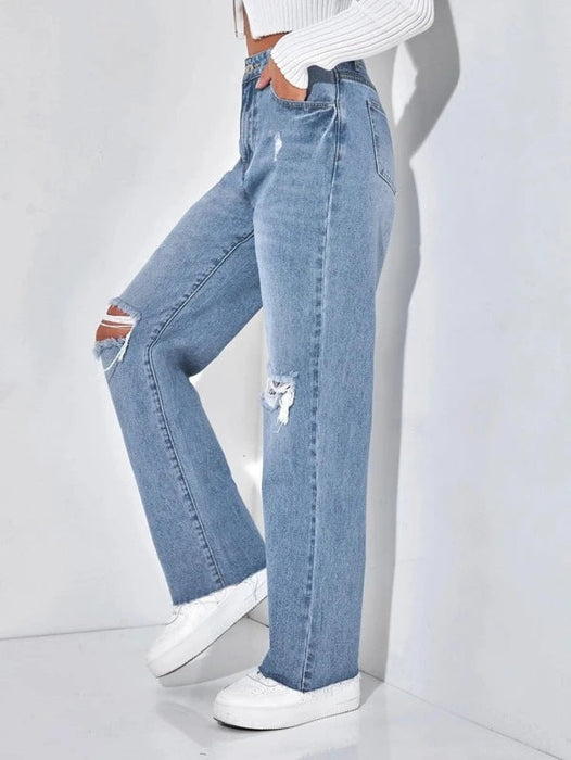 Ripped Loose Straight Women Jeans Popular