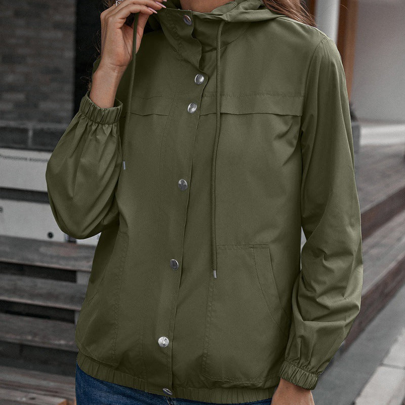 Hooded Raincoat Outdoor Sports Mountaineering Blazer Windcheater Jacket Waterproof Coat Top Women