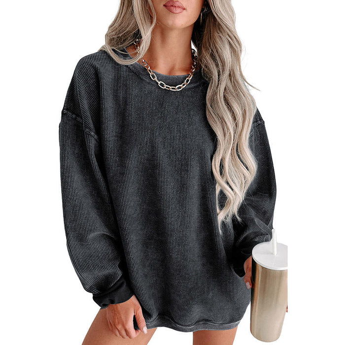 Casual Oversize Solid Color Pullover Women Autumn Winter Thread Knitted Long Sleeved Sweater Women