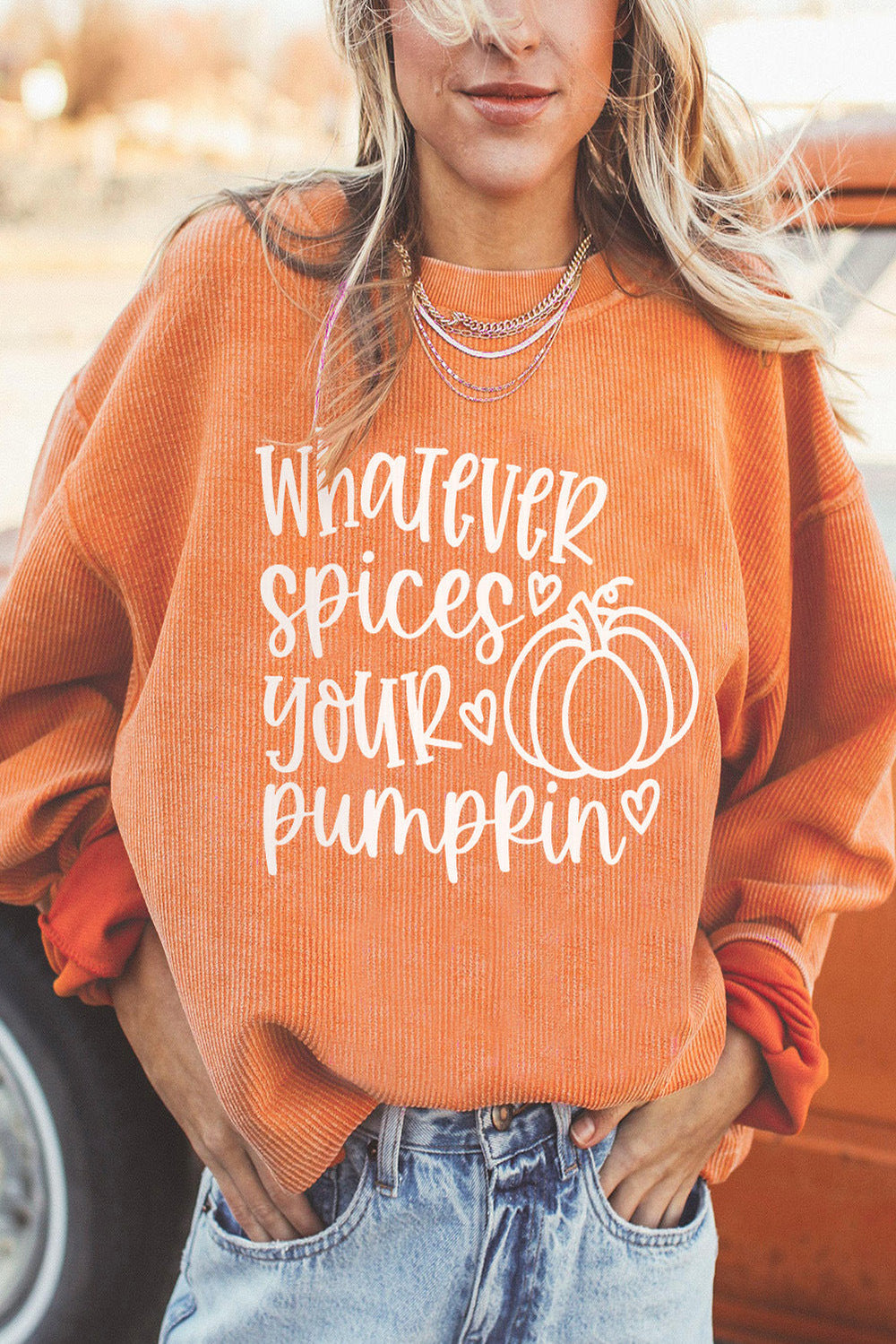 Halloween Pumpkin Head Sweater Women Loose round Neck Pullover