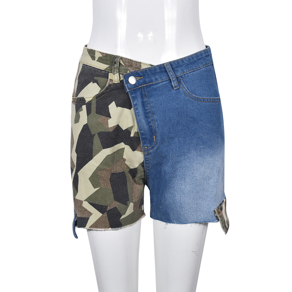 Women Clothing Summer Camouflage Stitching Contrast Color Pocket Street Hipster Casual Pants