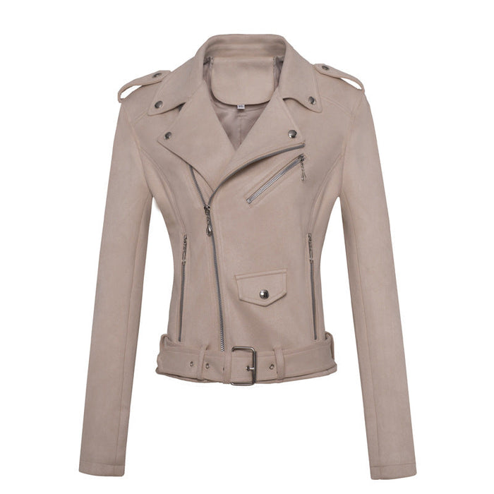 Women Clothing Motorcycle Jacket Women Leather Top Short Slim Suede Leather Jacket Women