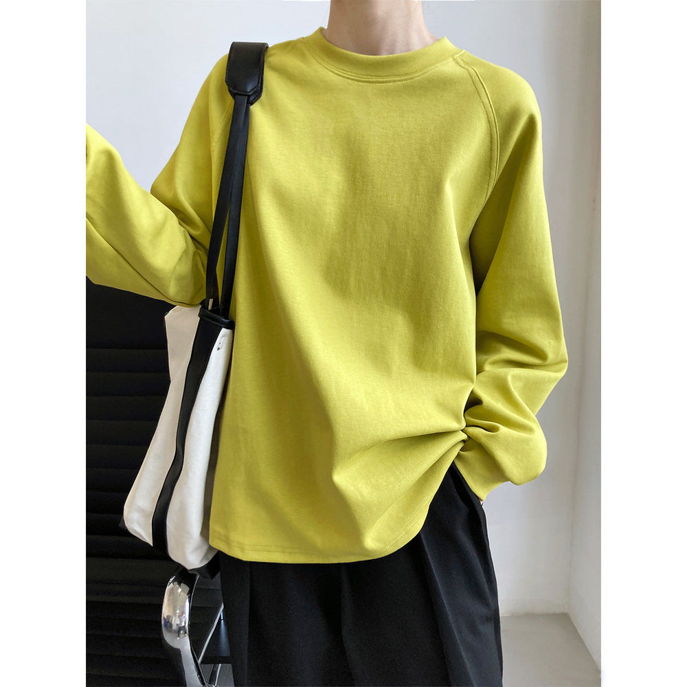 Solid Color Round Neck Bandage Dress Long Sleeve T Shirt Women Spring Lazy Loose Women Base Hoodie Thin
