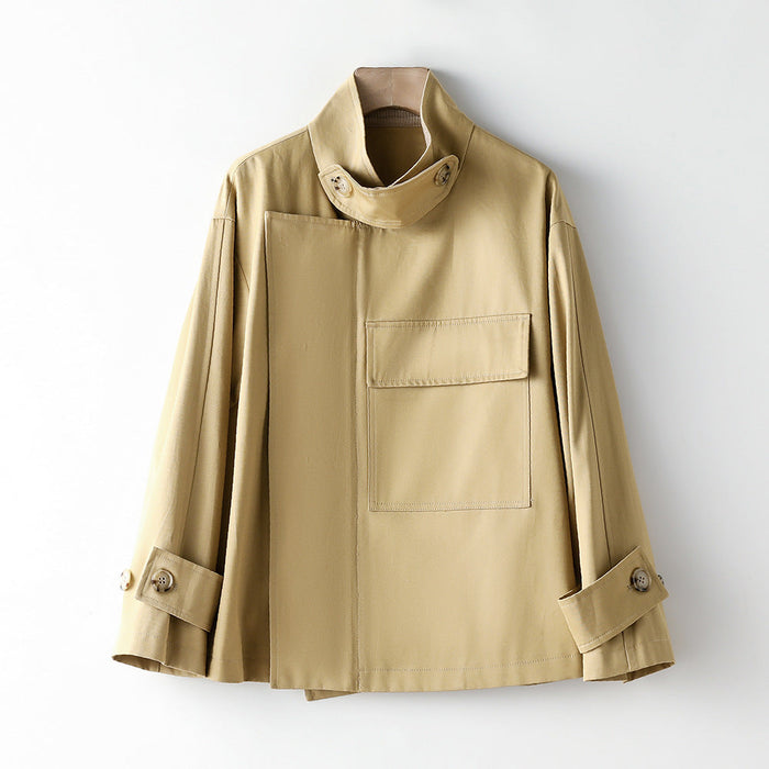 Element Trench Coat for Women Spring Autumn Korean Profile Loose Cargo Small Coat