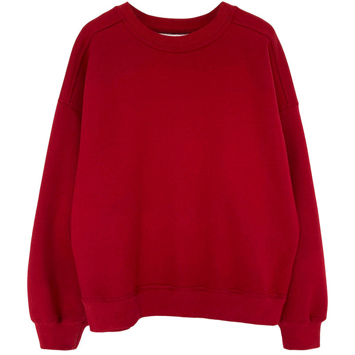 Autumn Wine Red Loose Female Korean Loose Bf Long Sleeve Pullover Top Sweatshirt