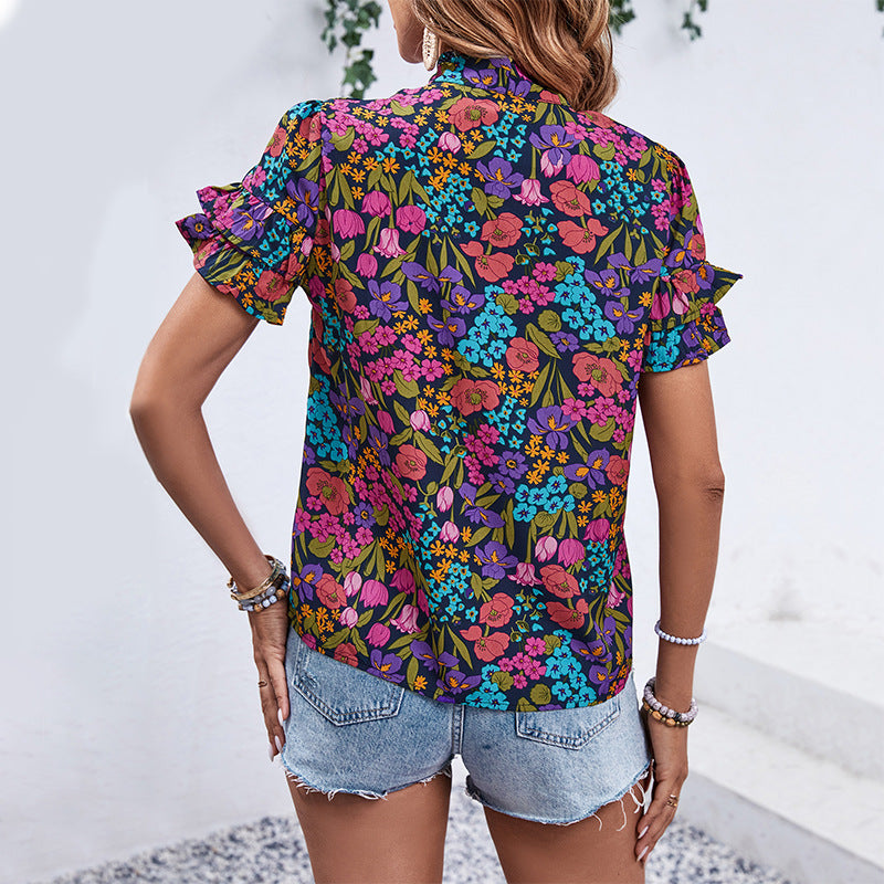 Summer Women Clothing Printed Shirt for Women