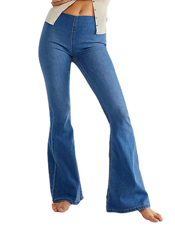 Women Mid Waist Flared Jeans