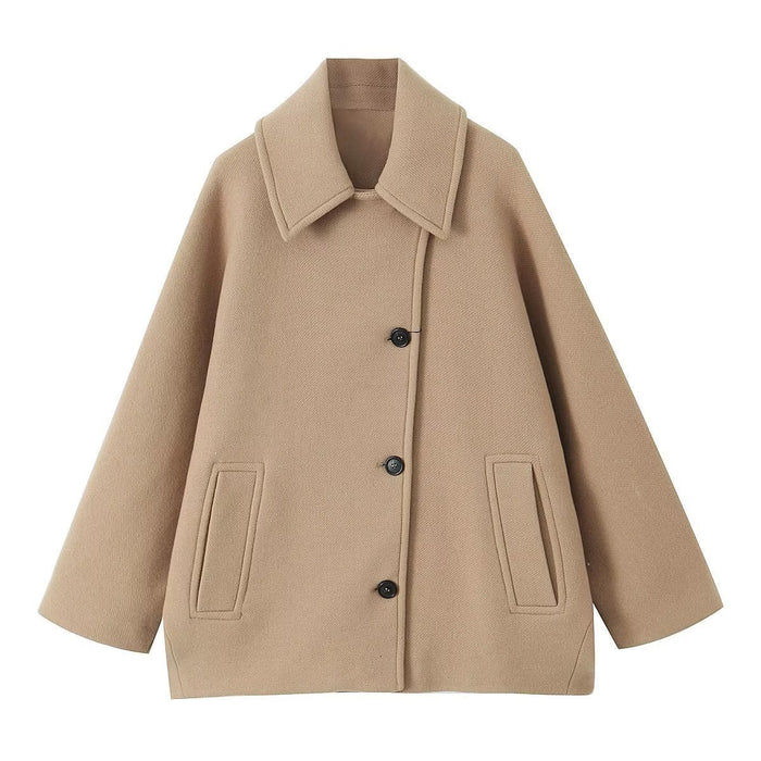 Autumn Winter Women Clothing Wool Blended Woolen Coat