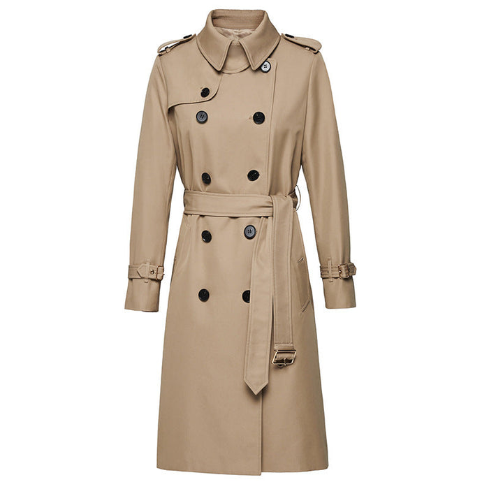 Element Autumn Winter Khaki Mid Length Trench Coat Slim Fit Slimming Elegant Trench Coat Women