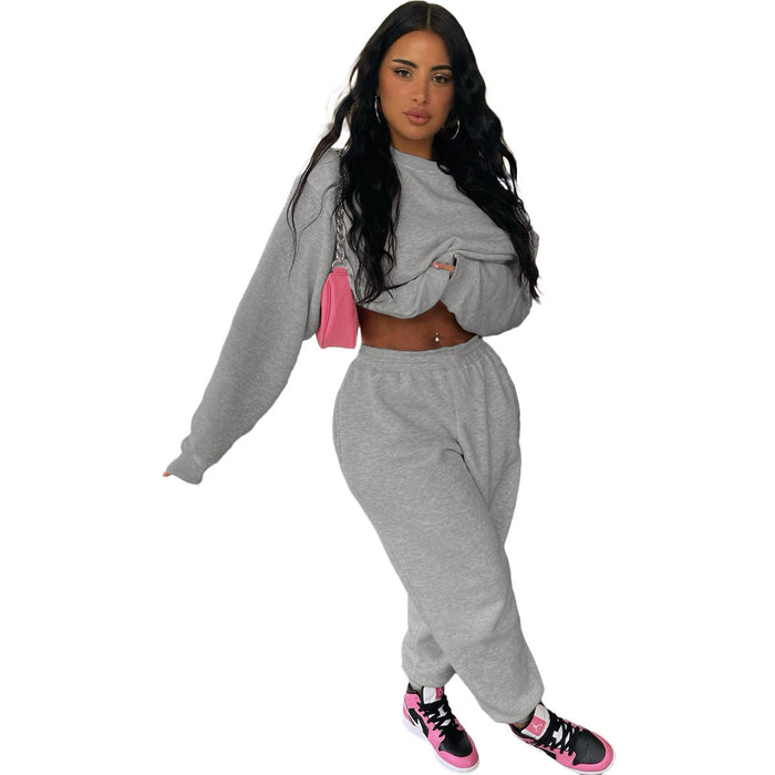 Women Clothing Sweater Fabric Casual Loose Sweatshirt Suit