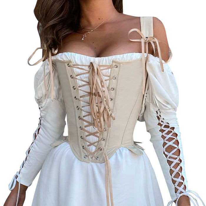 Women Clothing Summer Tie Cinched Waist Slim-Fit Sleeveless Sexy Top Boning Corset Boning Corset Corset