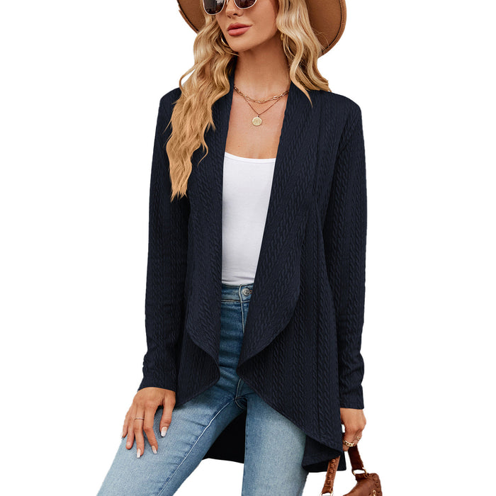 Autumn Winter Long Sleeve Solid Color Loose Cardigan Top Women Knitting Coat