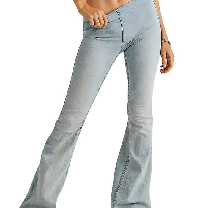 Women Mid Waist Flared Jeans