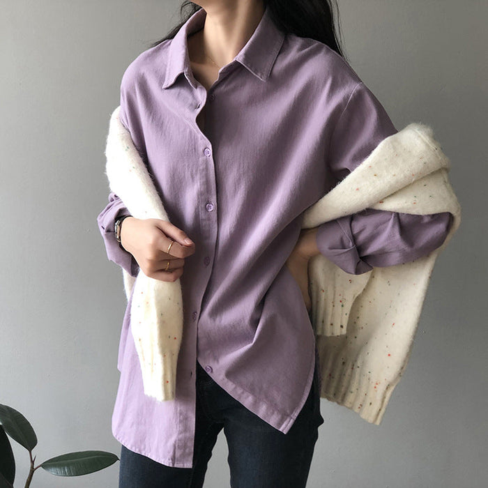 Simple Graceful Shirt Women Spring Loose Casual Shirt