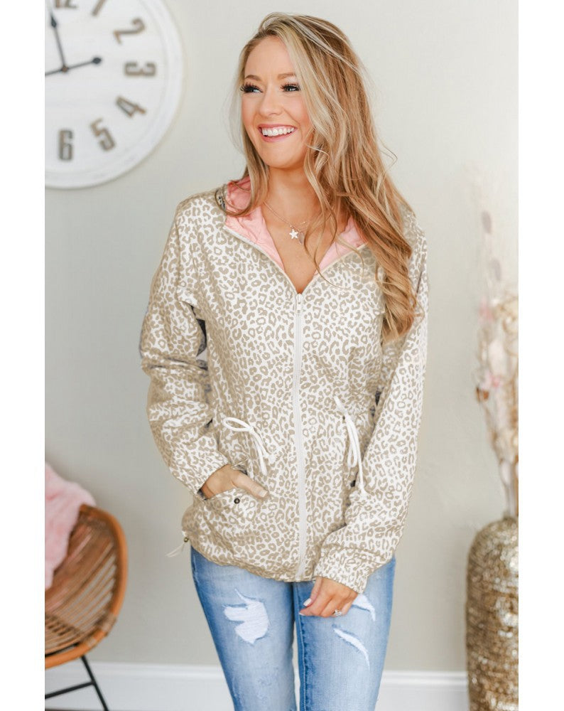 Autumn Shell Jacket Leopard Zipper Fleece Shirt Women Hooded Loose Women Sweater