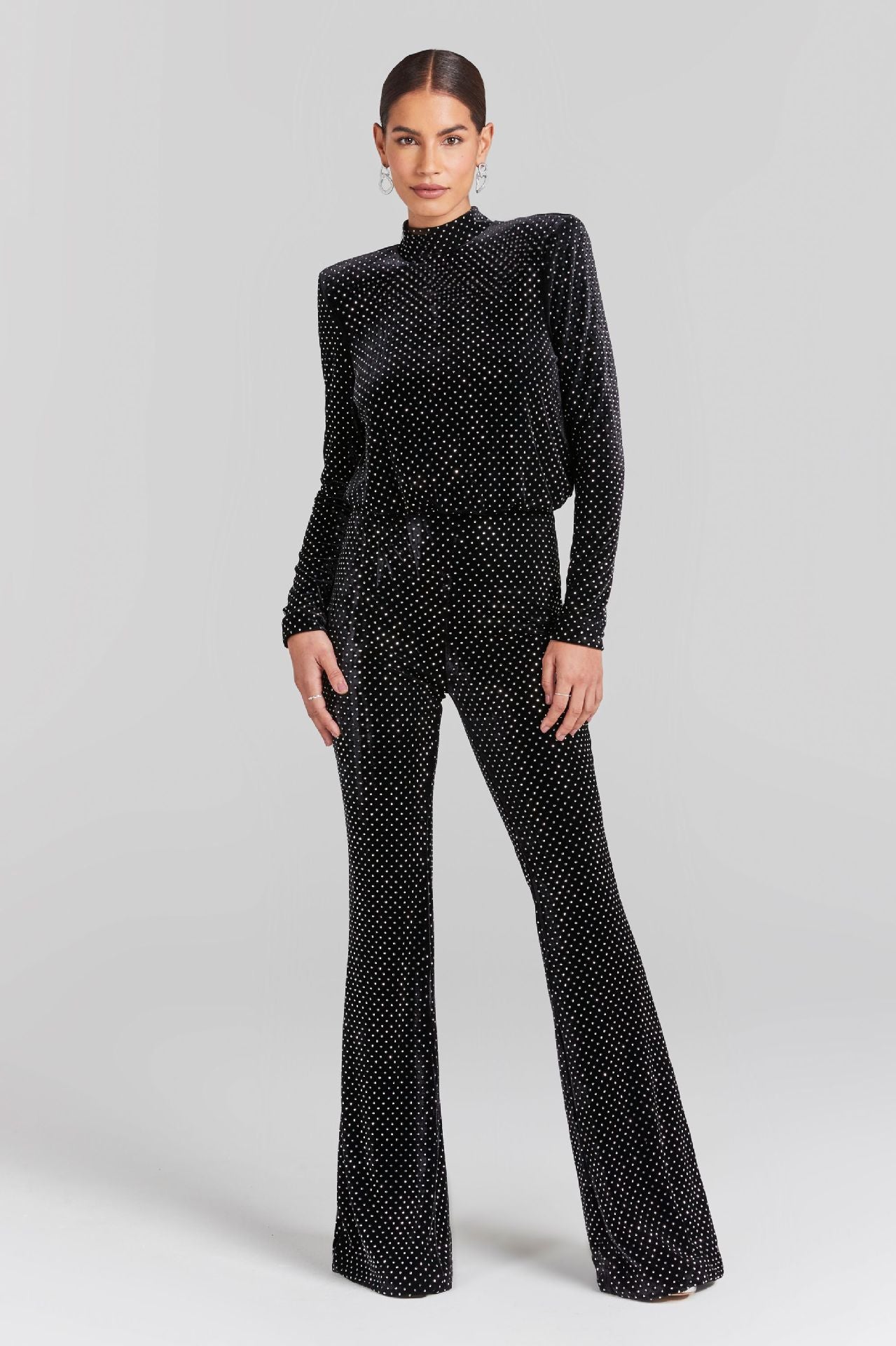 Fashionable Sequ Half High Collar Long Sleeves Jumpsuit Autumn Winter