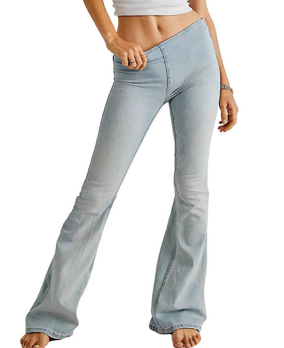 Women Mid Waist Flared Jeans