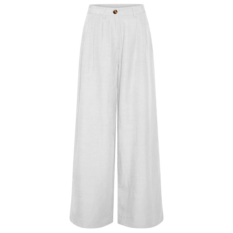 Nordic Loose Casual Trousers Women Linen Cotton Straight Leg Pants High Sense All Matching Graceful Cotton Linen Wide Leg Pants