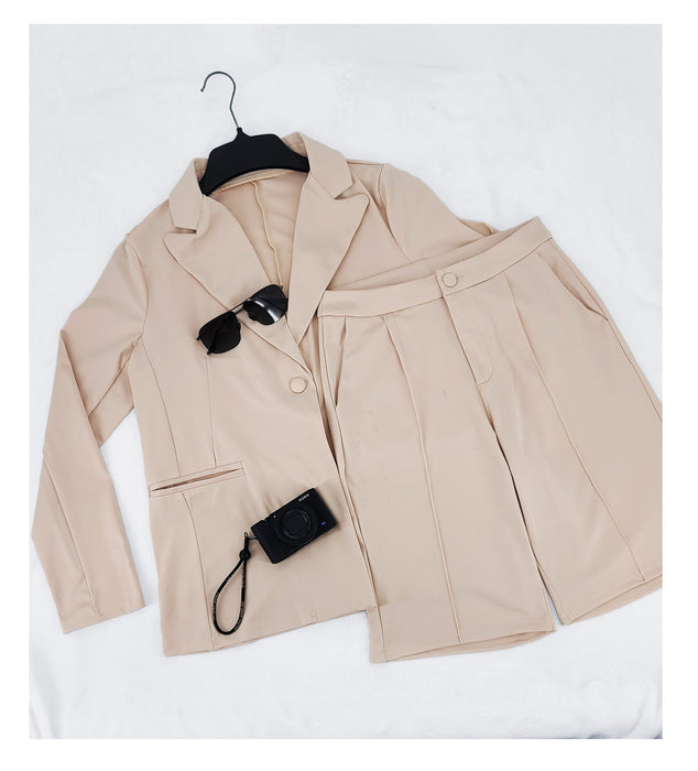 Women Clothing Blazer Shorts Two Piece Suit Spring Summer Casual Suit