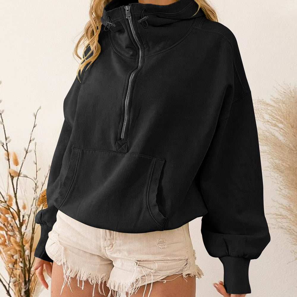 Hooded Sweater Women Clothing Tide Brand Sports Hoodie Zipper Drawstring Long Sleeve Top