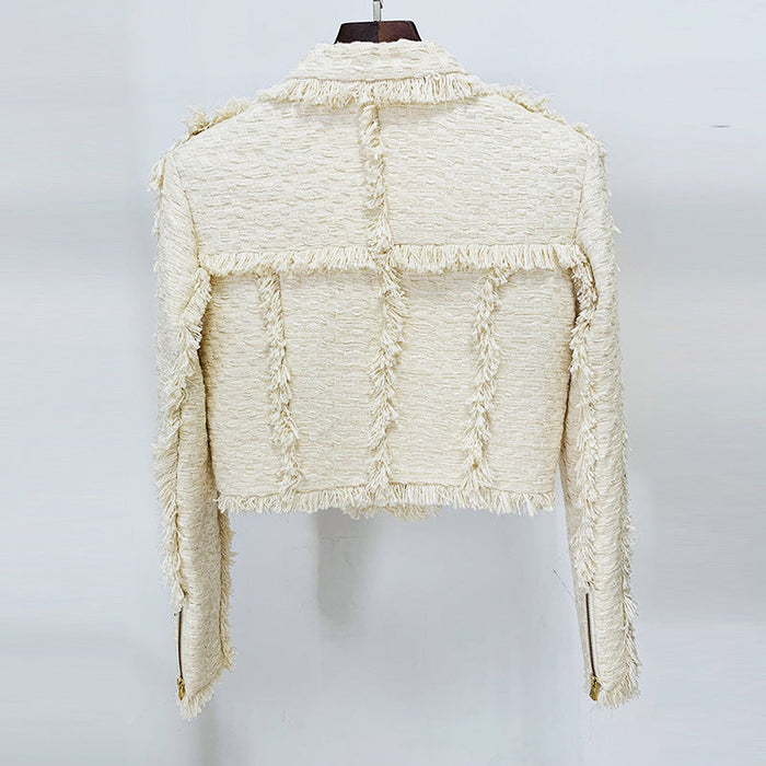 Goods Autumn Winter Star Short Temperamental Tweed Fringe Blazer