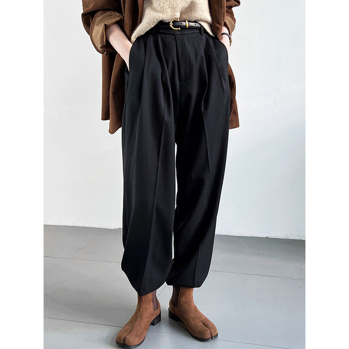 Minimalist Old Money Mopping Work Pant for Women Spring Autumn Office Loose Drooping Wide Leg Pants