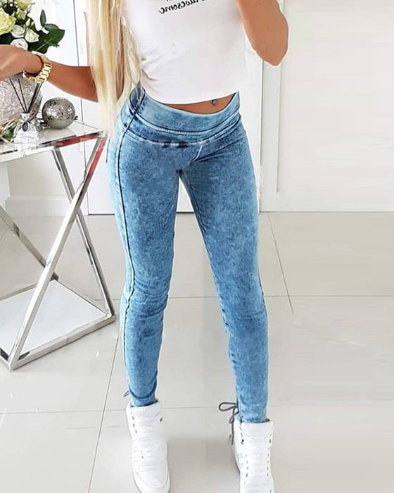 Autumn High Waist Slimming Jeans Women Personality Bandage Feet