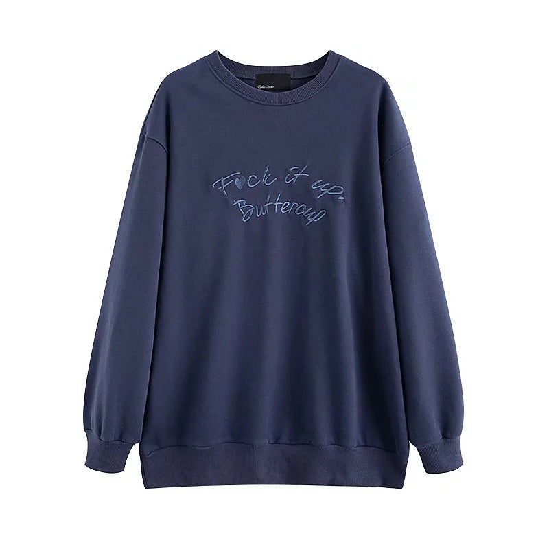 Autumn Casual Urban Casual Fleece Women Pullover round Neck Loose Women Sweater Sweatshirt