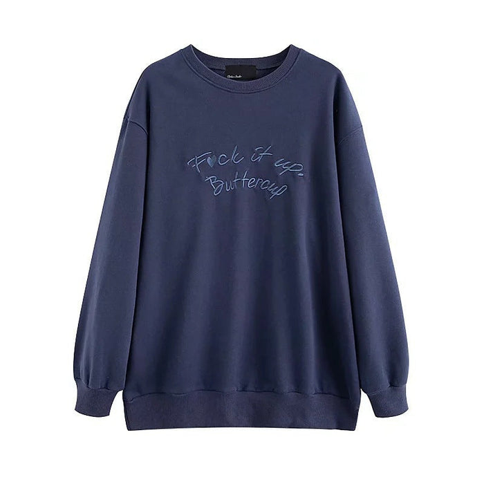 Autumn Casual Urban Casual Fleece Women Pullover round Neck Loose Women Sweater Sweatshirt