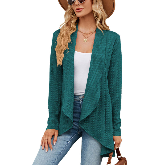 Autumn Winter Long Sleeve Solid Color Loose Cardigan Top Women Knitting Coat