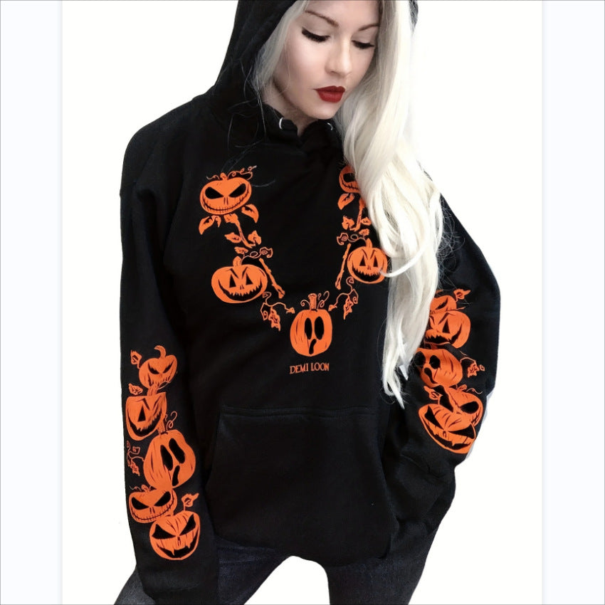 Arrival Halloween Women Top Wansheng Pumpkin Head Printed Hoodie Women