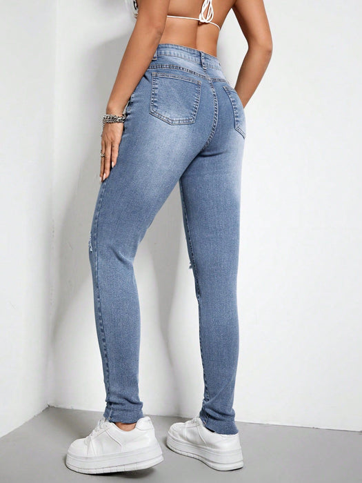 Women Clothing Stretch Ripped Slim Fit Skinny Jeans