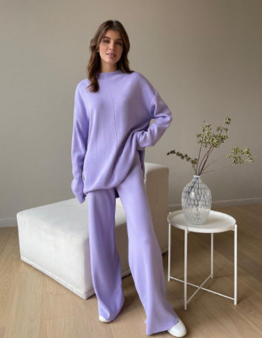 Loose Casual Sweater Top Trousers Set