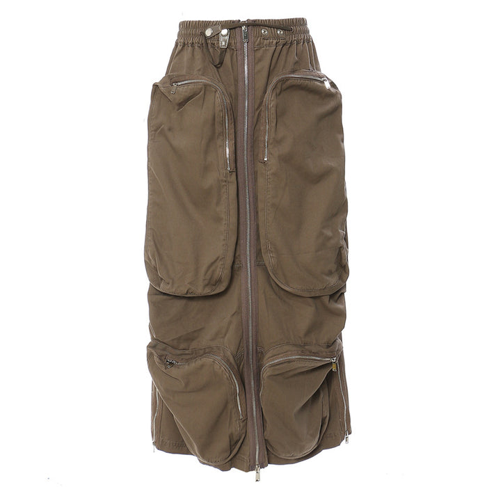 Two Way Heavy Industry Zipper Mid Length Multi Pocket Strapless Skirt