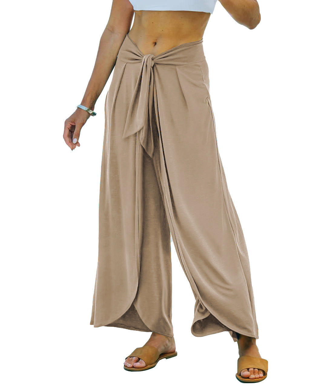 Casual Pants Women Clothing Drooping Wide Leg Pants Loose Tied French Commuting