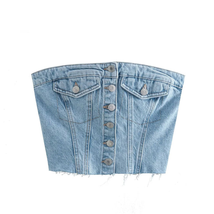 Slim Fit Denim Vest Women