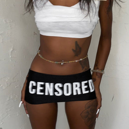 Women Clothing Summer Letters Printed Sexy Wrapped Chest Skirt Two Way Top