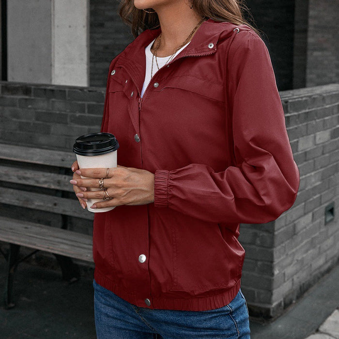 Hooded Raincoat Outdoor Sports Mountaineering Blazer Windcheater Jacket Waterproof Coat Top Women