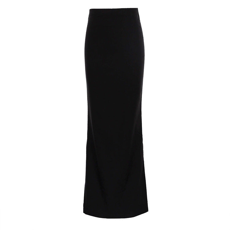 Women Clothing Summer Fashionable Elegant Black Slimming Long Skirt Hip Skirt
