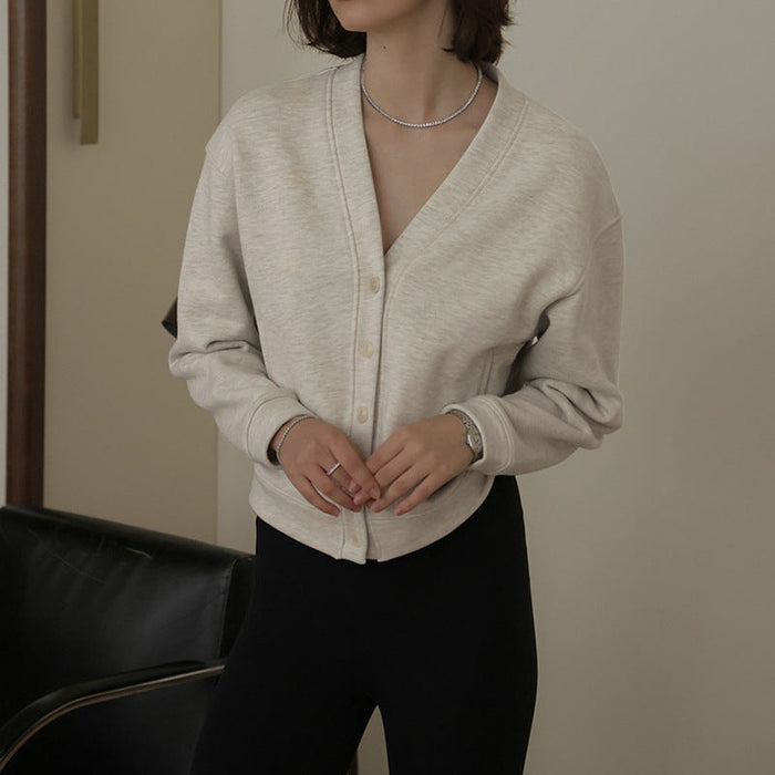 Autumn Winter Classic French V neck Sweater Cardigan Retro Affordable Luxury Hong Kong Pure Cotton Comfortable Niche High End Top