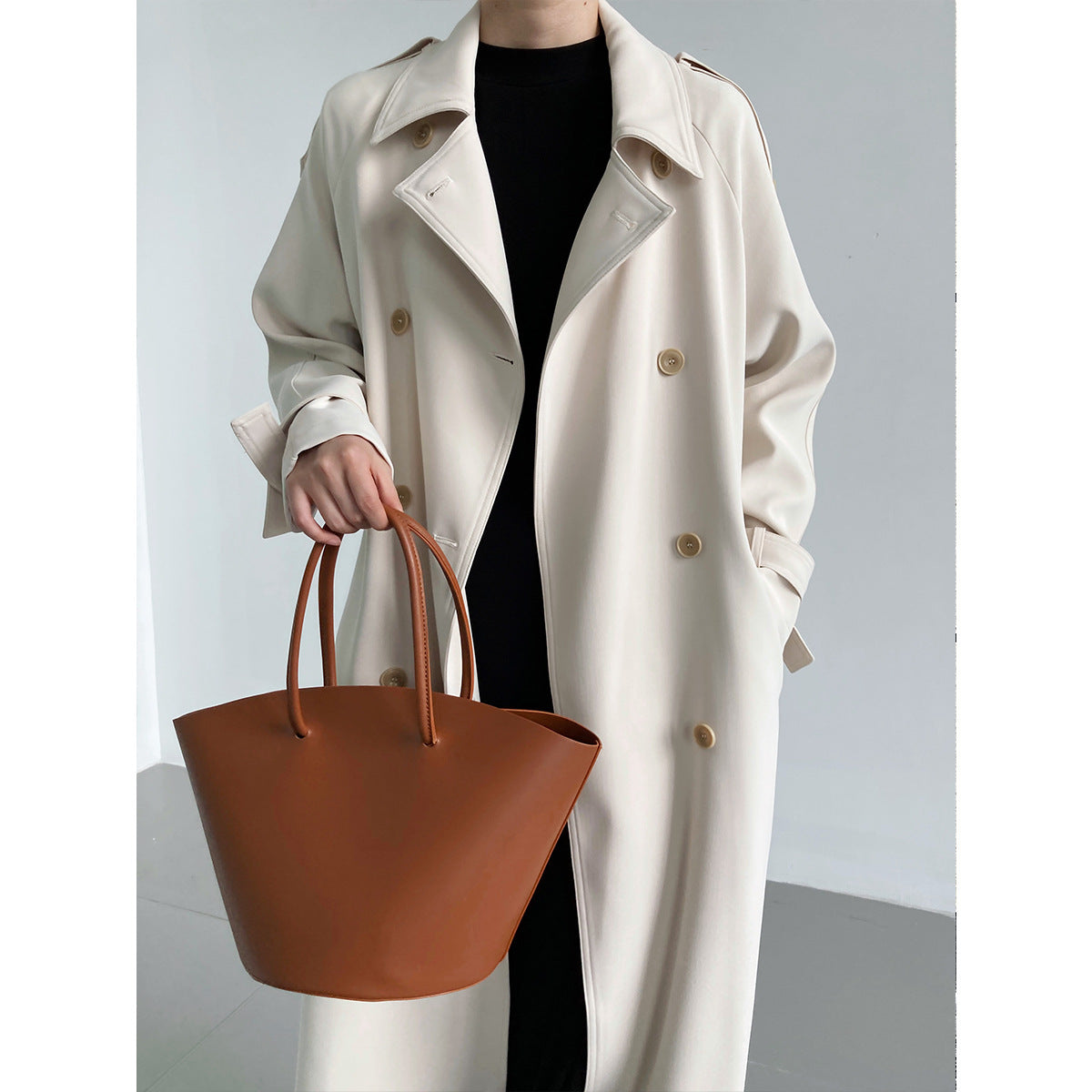 Main Promotion Autumn Draping British Loose Mid-Length over the Knee Trench Coat Female