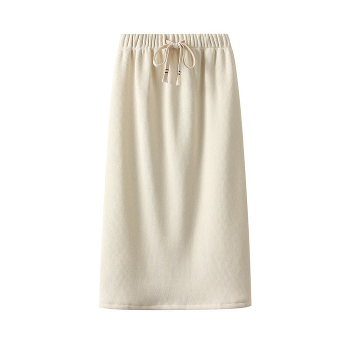 Corduroy Long Skirt High Waist Straight Package Hip One Step Skirt Autumn Winter Student A Line Midi Skirt