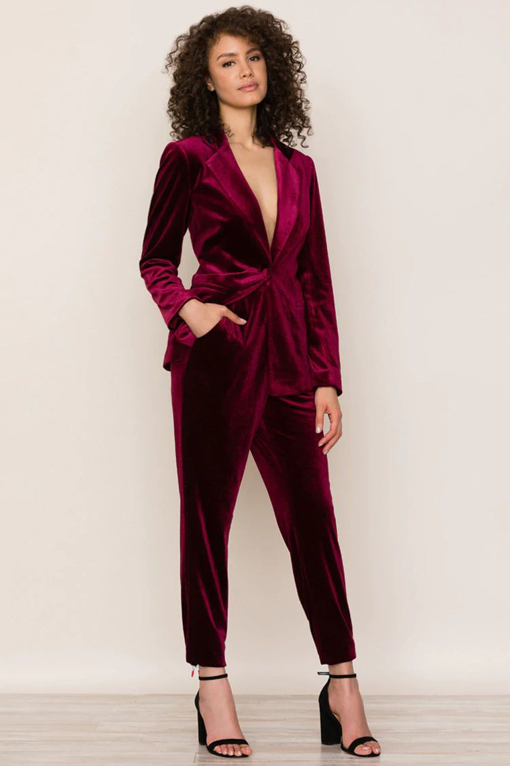 Pleuche Suit Women Casual Office Elegant Business Suit Women Coat Two-Piece Suit