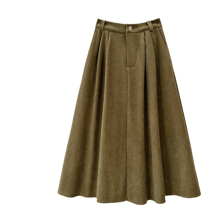 Thick Wide Corduroy Skirt Autumn Winter Umbrella Skirt Retro Hipster All Matching Casual Dress