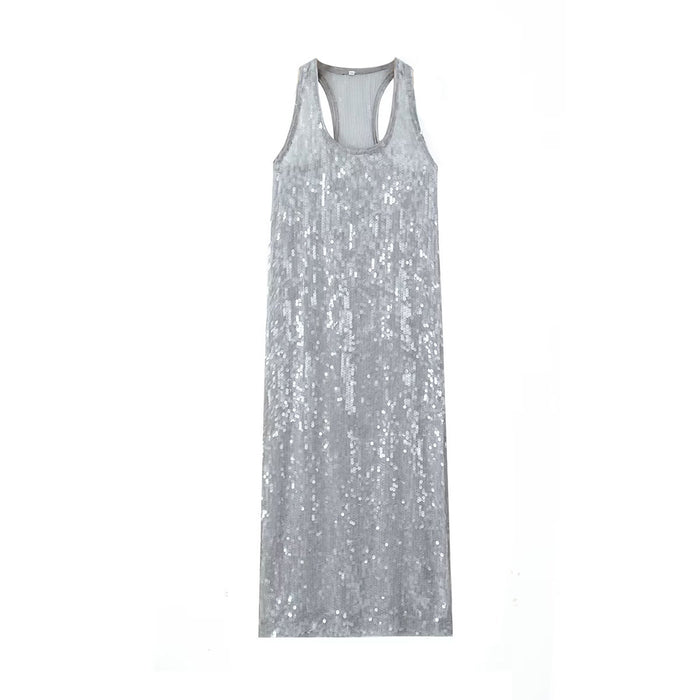 【MOQ-5 packs】 Winter Women Clothing Fashionable Slim Fit Long Sequined Vest Dress