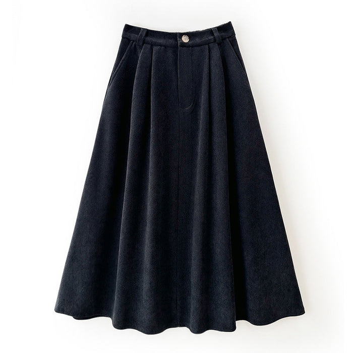 Thick Wide Corduroy Skirt Autumn Winter Umbrella Skirt Retro Hipster All Matching Casual Dress