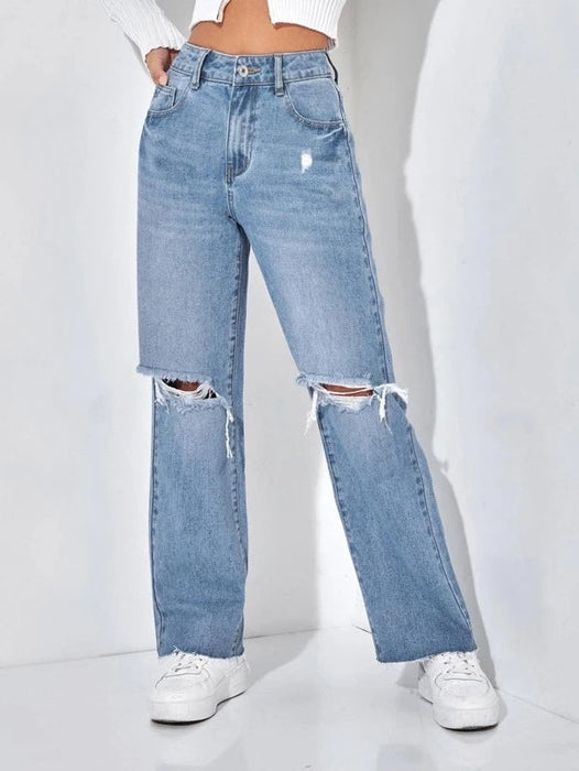 Ripped Loose Straight Women Jeans Popular