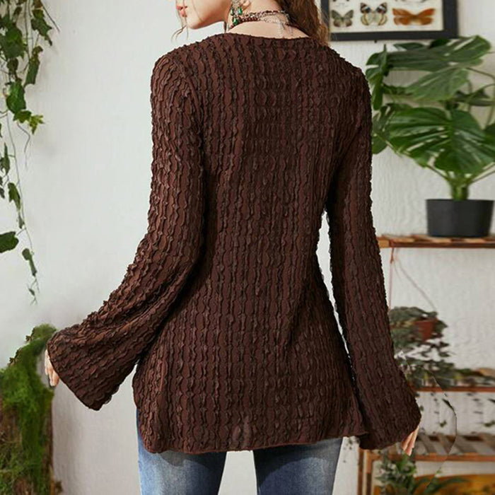 Niche Retro Texture Butterfly Tied Top Sexy Irregular Asymmetric V Neck Long Sleeve Cardigan Autumn