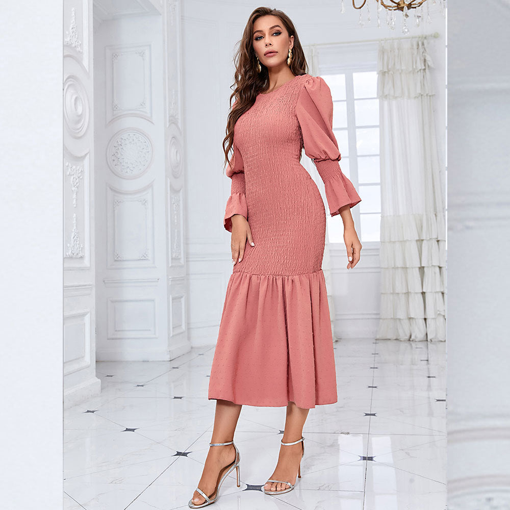 Fashionable Elegant Fishtail Dress Slim Fit Pleating Sheath A Line Long Dress Elegant Dress Women